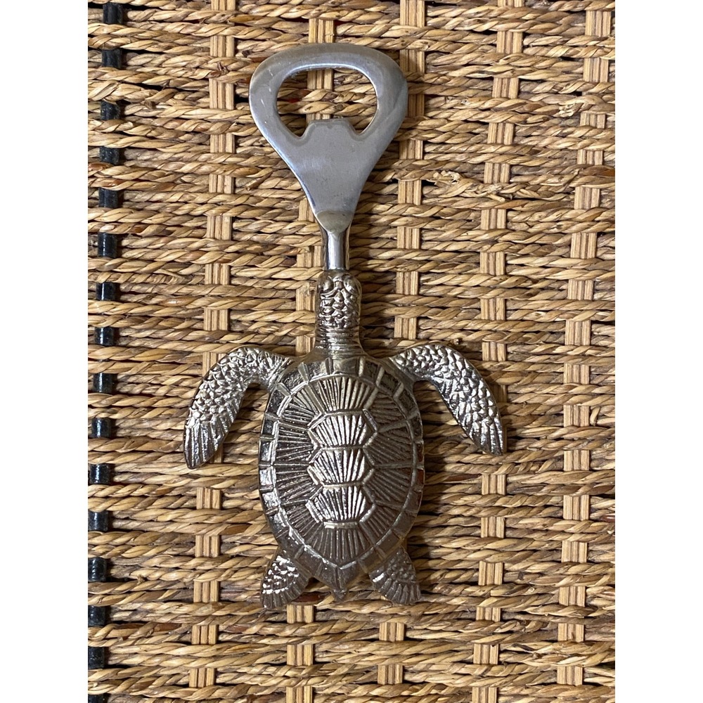 Silver Sea Turtle Bottle Opener Nautical Coastal Metal Bar Tool 6.5 Inch‎